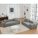2 Piece Boucle Cloud Living Room Set with 2 Trays - Dark Gray - Furniture Home Direct