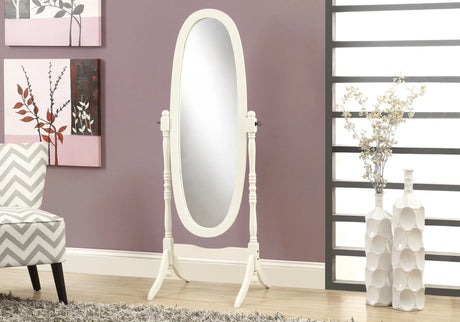 Standing Floor Mirror Full Length Oval Dressing For Bedroom - White - Furniture Home Direct