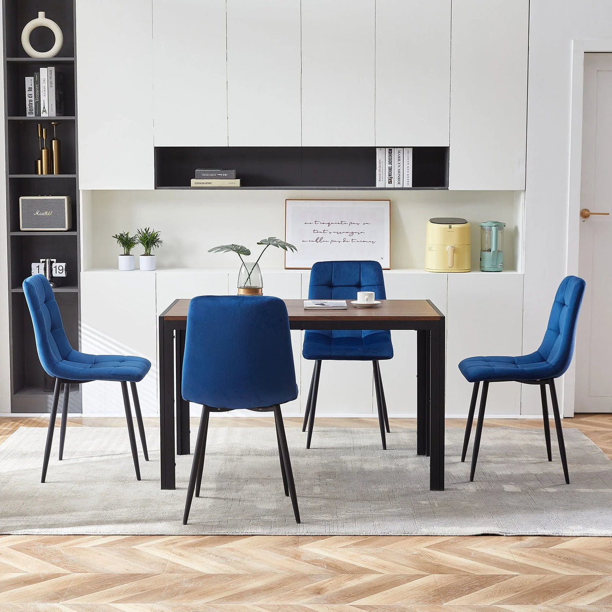 Mid-Century Modern Velvet Dining Chairs Set For Kitchen, Living Room - Furniture Home Direct