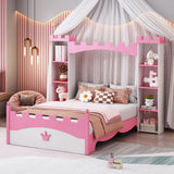 Castle Shaped Bed With Storage Shelf, Dreamy Platform Bed For Kids Bedroom - Furniture Home Direct