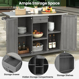 Outdoor Kitchen Island With Stainless Steel Top, Ample Storage Space, Towel And Spice Racks And A Bottle Opener - Furniture Home Direct