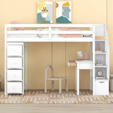 Loft Bed With Storage Drawers, Desk And Stairs With Shelves - Furniture Home Direct