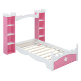 Castle Shaped Bed With Storage Shelf, Dreamy Platform Bed For Kids Bedroom - Furniture Home Direct
