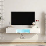 Wall Mounted TV Stand 63 Inch LED Illuminated White - Furniture Home Direct