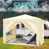 10'X10' Folding Canopy With 4 Removable Sidewalls Outdoor Event Shelter UPF 50+ Gazebo Portable Tents For Parties Beach Camping Wedding Ez Pop Up Canopy 4 Pieces Weight Bag + Carry Bag - Furniture Home Direct