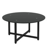 JWS Round Glass Coffee Table, Clear Coffee Table, Modern Side Center Tables For Living Room - Furniture Home Direct