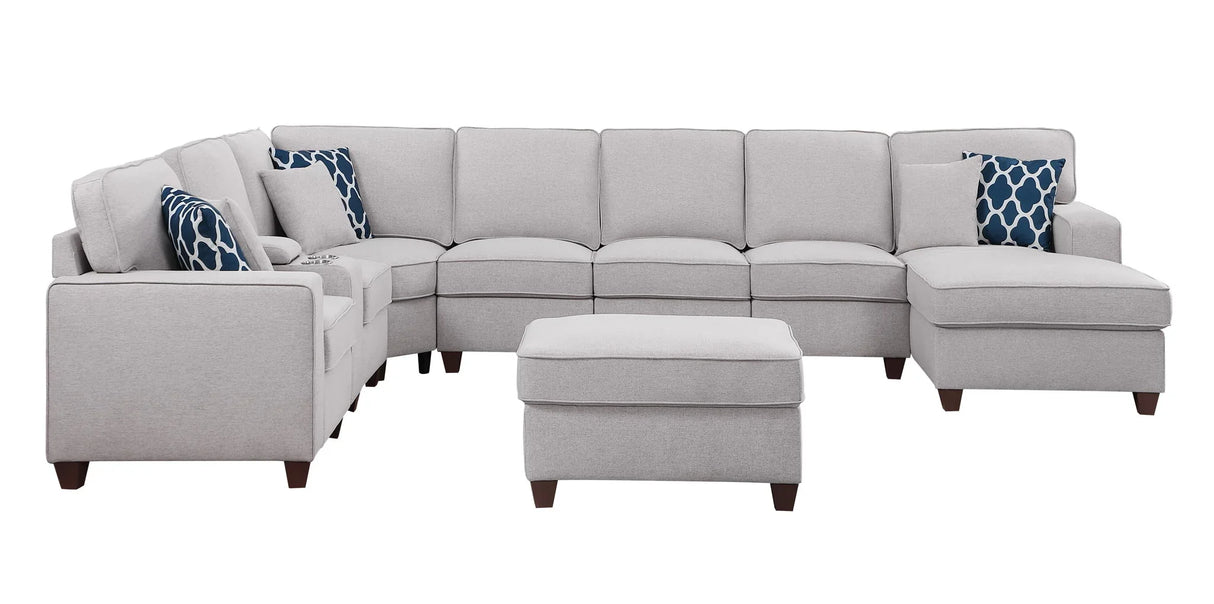 Eric - 9 Piece Upholstered Sectional With Ottoman - Furniture Home Direct