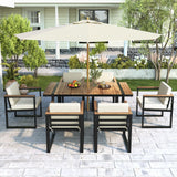 7 Pieces Outdoor Dining Set Patio Dining Table And Chair Set With And Removable Cushions For Patio - Furniture Home Direct