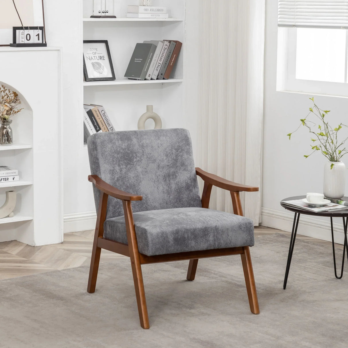 Accent Chair, Classic Mid Century Modern For Extra Seating - Furniture Home Direct