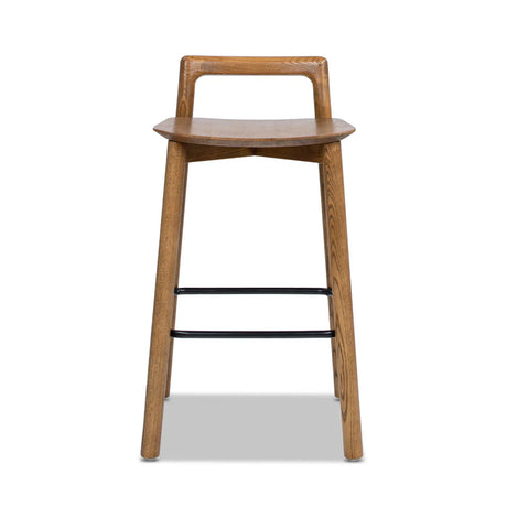 Sven - Modern Minimalist Low Back Counter Stool - Dark Brown Walnut - Furniture Home Direct