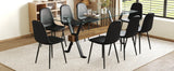 Dining Set Glass Table With 8 Cushioned Chairs Black - Furniture Home Direct