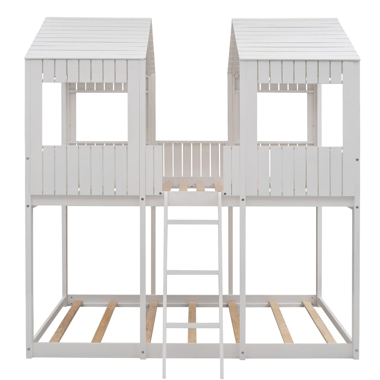 Bunk Bed With Roof, Window, Guardrail, Ladder - Furniture Home Direct