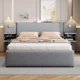Upholstered Platform Bed With Reading Lights, Drawers, Trundle And Shelves - Furniture Home Direct