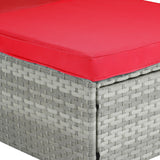 Chaise Lounge Outdoor Set Of 2 Cushioned Rattan Red - Furniture Home Direct