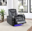 Alair - Leather Aire Power Motion Recliner With Bluetooth, Wireless Charger Cupholder - Dark Gray - Furniture Home Direct