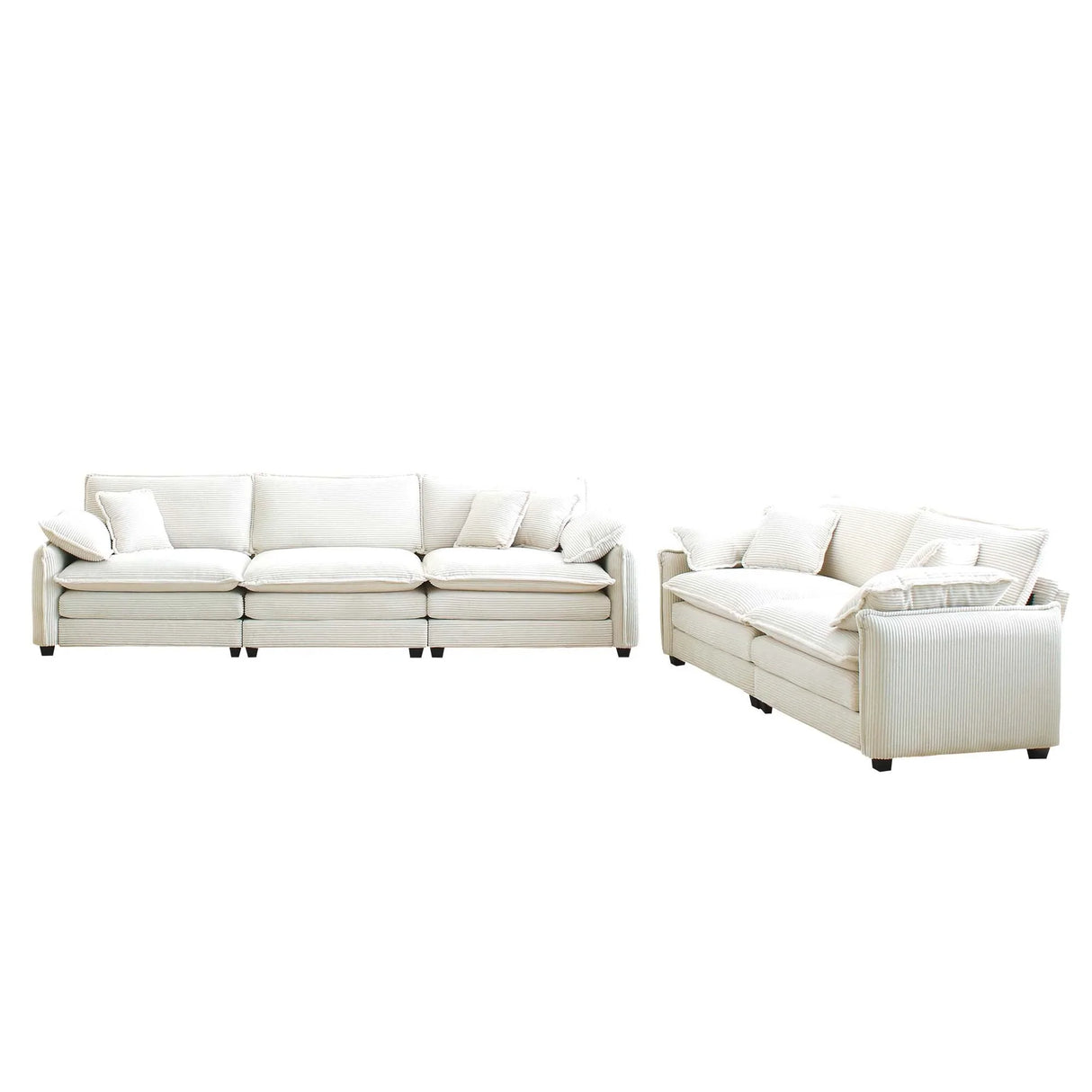 Corduroy 2 Piece Living Room Set - Off White - Furniture Home Direct