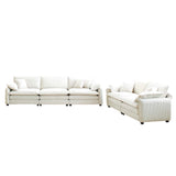 Corduroy 2 Piece Living Room Set - Off White - Furniture Home Direct
