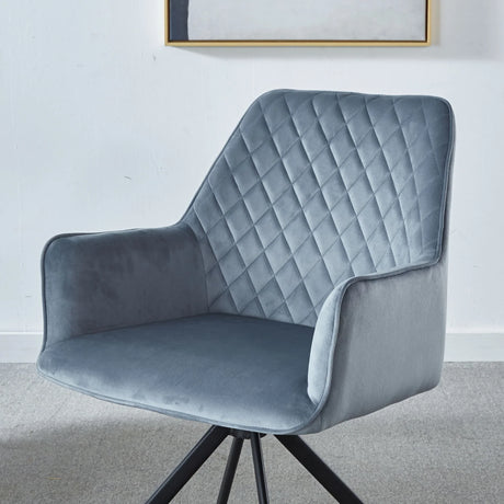 Modern Desk Chair No Wheel, Ergonomic Office Chair Home Office Upholstered Chair, Computer Chair For Bedroom, Reception Room, Living Room With Metal Legs - Blue - Furniture Home Direct