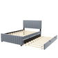 Elegant Upholstered Platform Bed With Twin Size Trundle - Furniture Home Direct