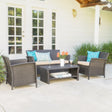 4 PC Outdoor Patio Set - Beige - Furniture Home Direct