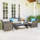 4 PC Outdoor Patio Set - Beige - Furniture Home Direct