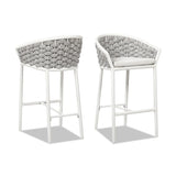 Rowan - Rope Barrel Low Back Patio Counter Stool (Set of 2) - Optic White - Furniture Home Direct
