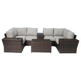 Outdoor Wicker Sectional With Weather Resistant Cushions And Table