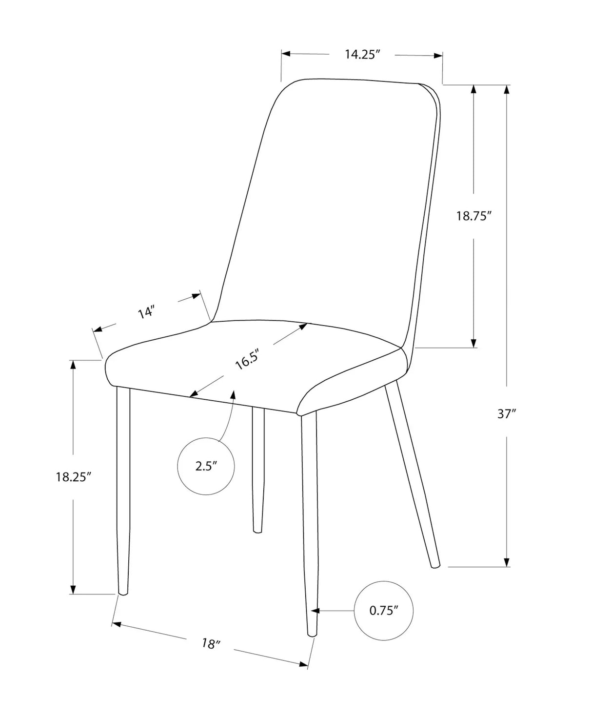 Dining Chair, Side, Upholstered For Dining Room, Contemporary (Set of 2) - Furniture Home Direct