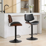 Counter Stool Adjustable PU Leather Upholstered Black - Furniture Home Direct