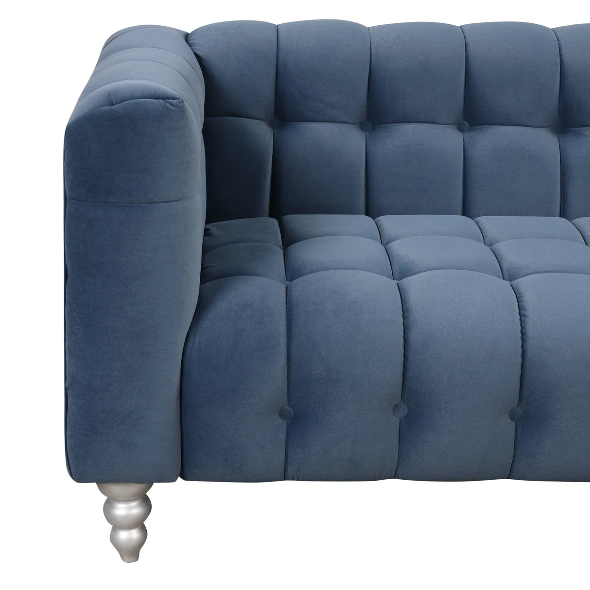 Modern 3-Living Room Set Including Sofa, love seat and Chair with solid wood legs, buttoned tufted backrest - Blue - Furniture Home Direct