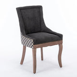 Ultra Side Dining Chair, Thickened Fabric Chairs With Neutrally Toned Solid Wood Legs, Bronze Nail Head (Set of 2) - Furniture Home Direct