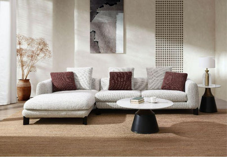 Mardi - Tweed Sectional Sofa With 3 Pillows - Maroon / Beige - Furniture Home Direct