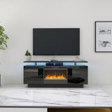 Large TV Cabinet With Fireplace Can Heating Change Color 9 Models 8 Levels Have LED Light - Black - Furniture Home Direct