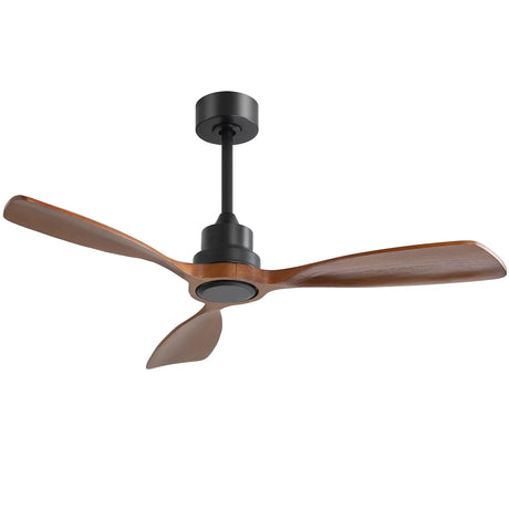 48" Ceiling Fan Without Light, 3 Solid Wood Blades Outdoor Ceiling Fan 6 - Speed Reversible DC Motor For Living Room - Black - Furniture Home Direct