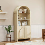Arched Kitchen Pantry, Modern Farmhouse Wood Kitchen Storage Cabinets, Arched Storage Display Cabinet With Adjustable Shelves, Versatile Cupboard For Kitchen, Dining Room - Natural - Furniture Home Direct