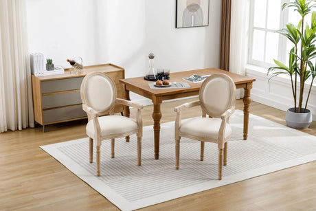 French Vintage Upholstered Fabric Dining Armchair (Set of 2) - Furniture Home Direct