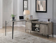 Zakawani - Writing Desk With A Cabinet - Gray Oak / Black - Furniture Home Direct