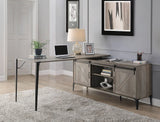 Zakawani - Writing Desk With A Cabinet - Gray Oak / Black - Furniture Home Direct
