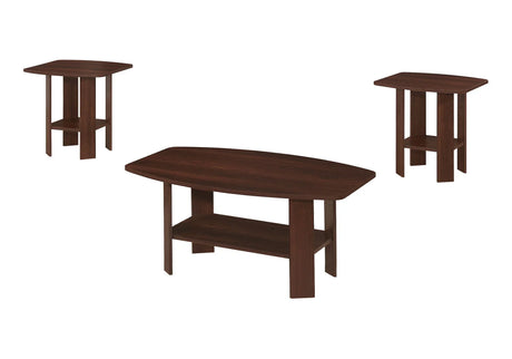 Table Set: Coffee, End, Side, Accent, Living Room, Transitional (Set of 3) - Cherry - Furniture Home Direct