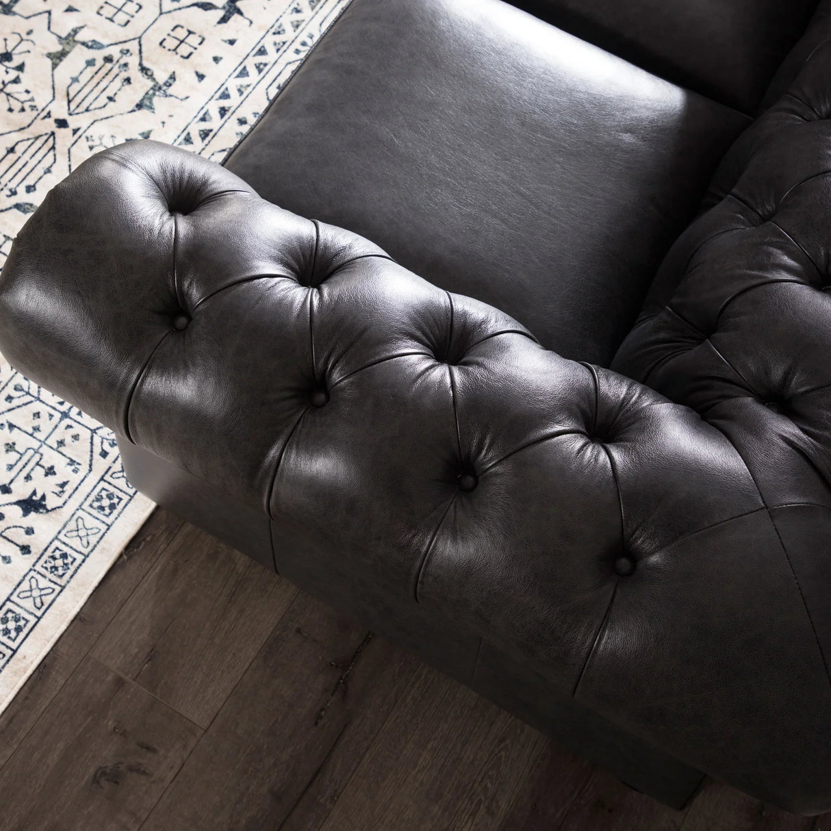 Traditional Tufted Leather Chesterfield Nailhead Sofa - Furniture Home Direct