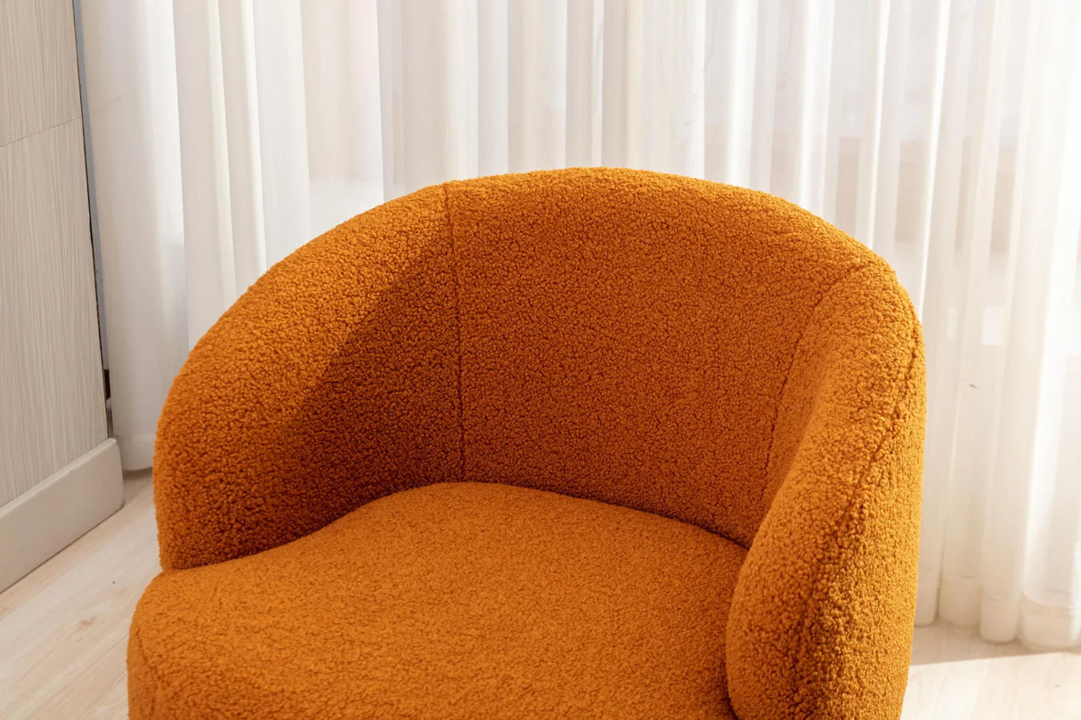 Teddy Fabric Swivel Accent Armchair Barrel Chair With Powder Coating Metal Ring - Furniture Home Direct