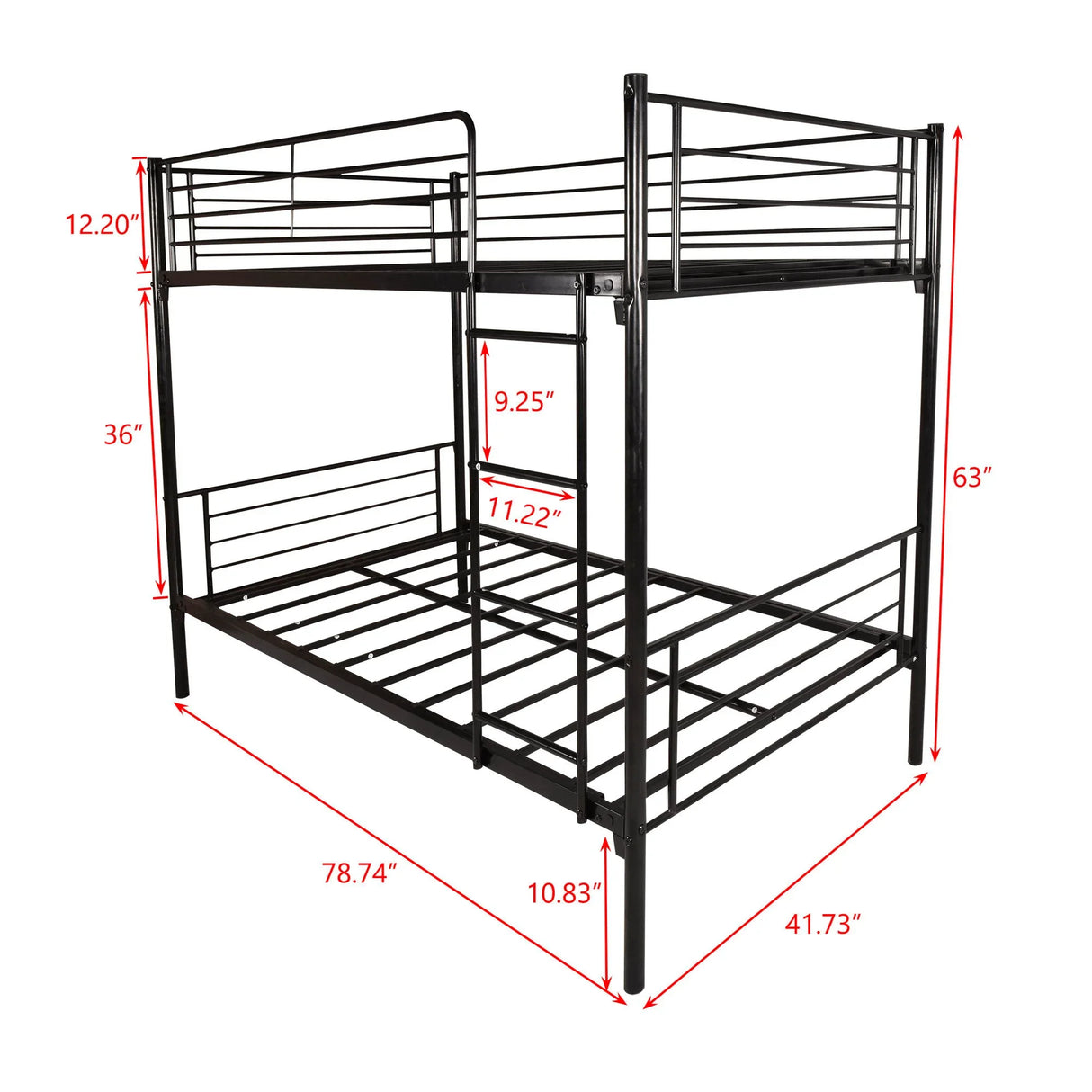 Space Saving Bunk Bed With Metal Frame And Ladder - Furniture Home Direct
