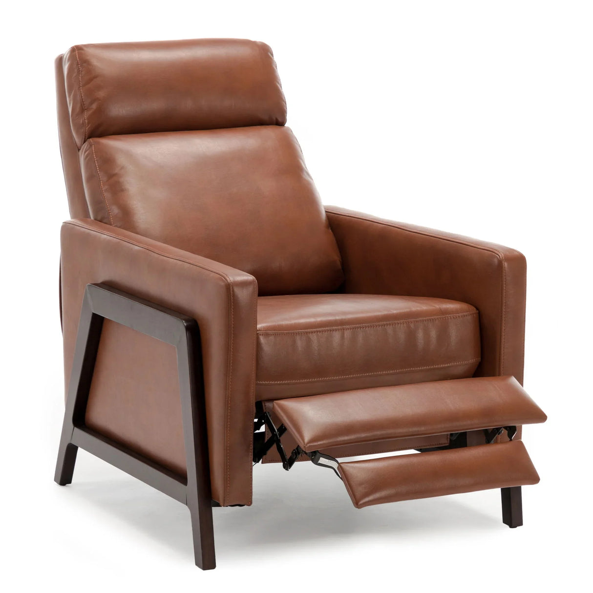 Mid Century Modern Madeline Push Back Recliner - Caramel - Furniture Home Direct