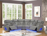 Fortuner Modern Power Reclining Sectional with Bluetooth and LED - Gray - Furniture Home Direct