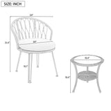 Outdoor Rattan Bistro Set With Glass Top Cushions Beige - Furniture Home Direct