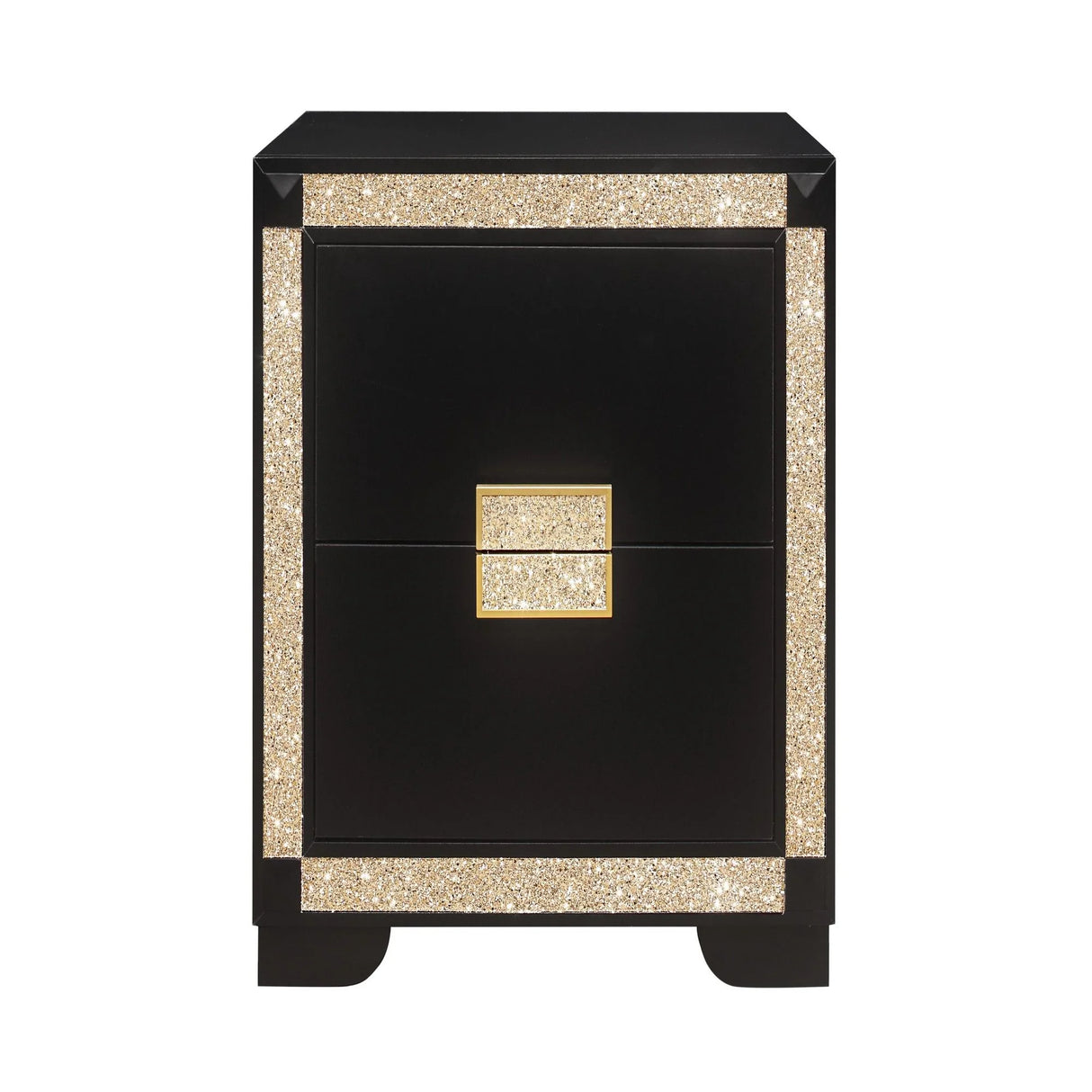 Lively - Nightstand With Glitter Detail And Thick Bar Handle Hardware - Black - Furniture Home Direct