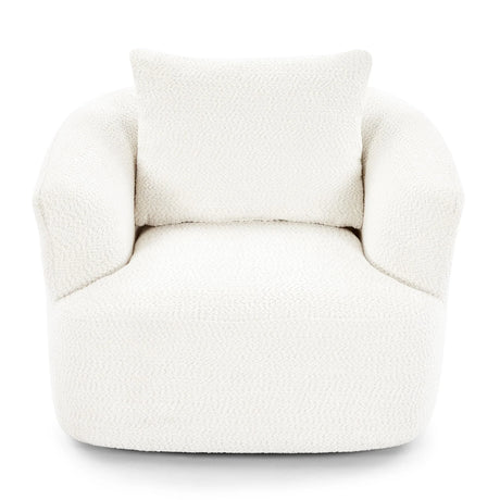 360° Swivel Barrel Sofa Chair With Throw Pillow, Chenille Upholstered Accent Chair - Furniture Home Direct
