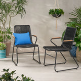 Moonstone - Outdoor Club Chair Set With Rope Weave Design - Black