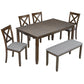 6 Pieces Kitchen Dining Set, Rectangular Wooden Dining Table With 4 Chairs And A Bench - Furniture Home Direct