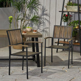 Vermilion - Outdoor Dining Chair With Vertical Slat And Wooden Arm